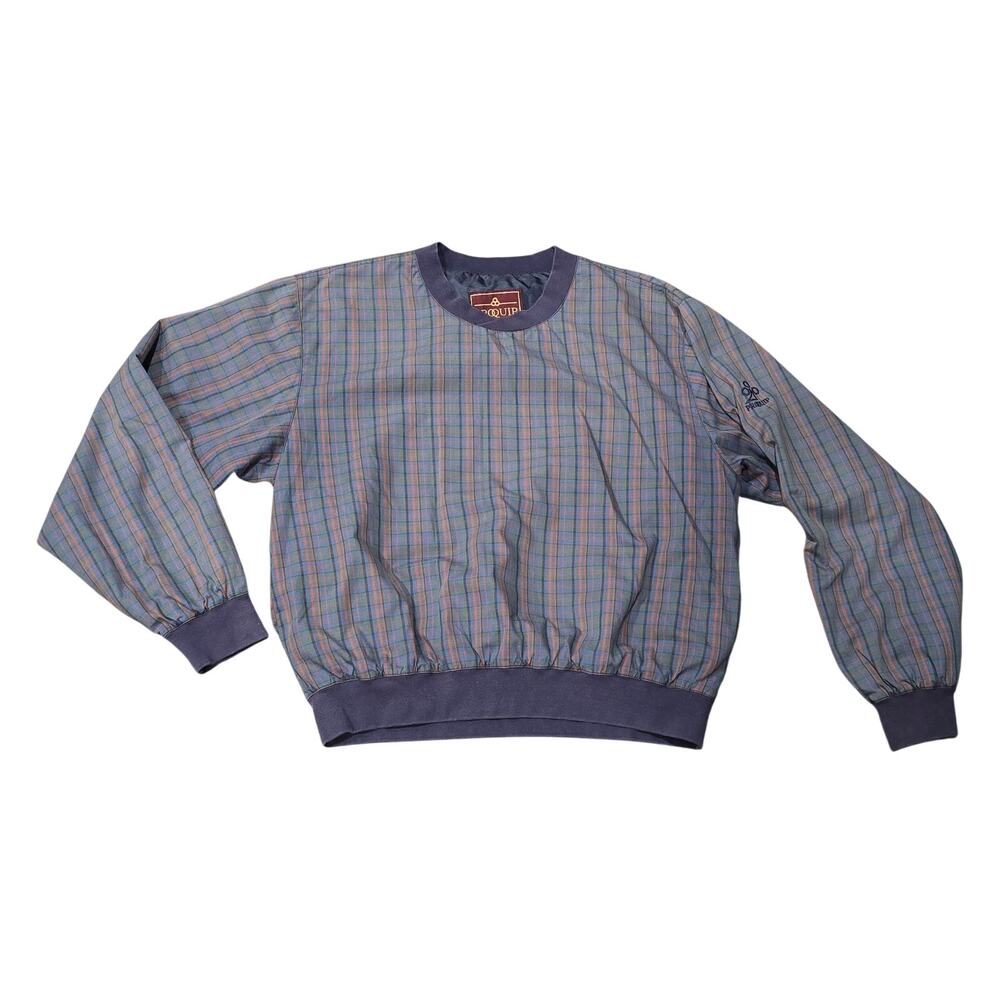 Vintage ProQuip Plaid Crewneck Pullover Golf Sweater Jacket
